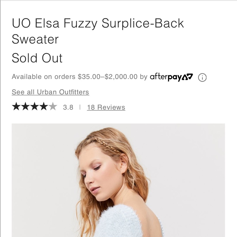 UO Elsa Fuzzy light blue sweater size Med